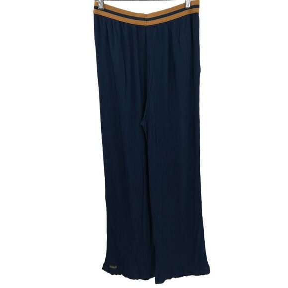 Matilda Jane Try Something New Wide Leg Crepe Crinkle Pants Size M Pull On Blue - Picture 9 of 13